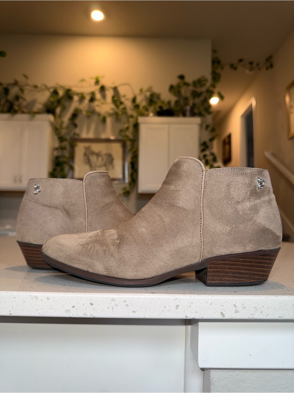 Sam Edelman Taupe Suede Ankle Booties